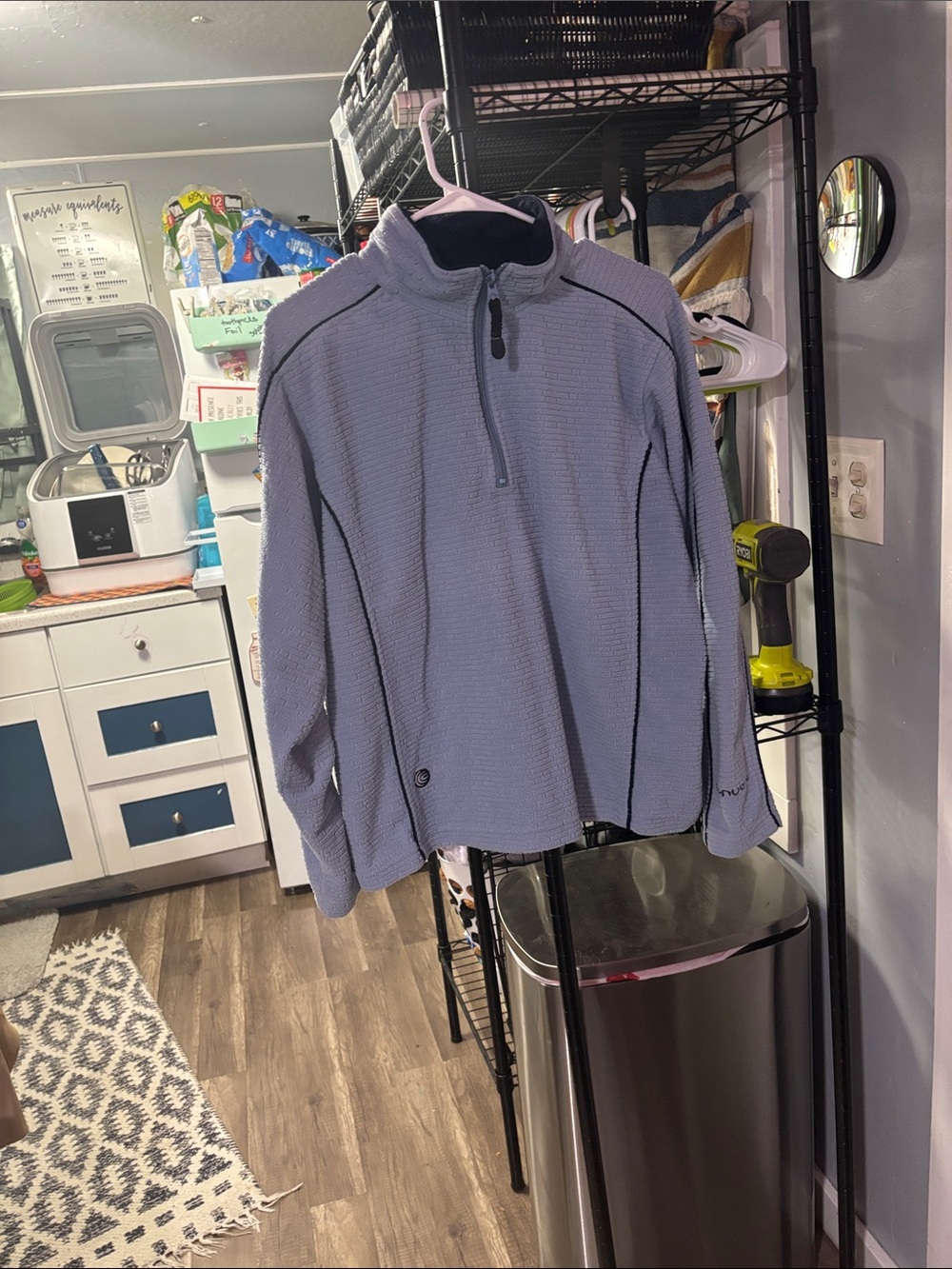 Men's Light Blue Quarter-Zip Fleece Pullover Jacket